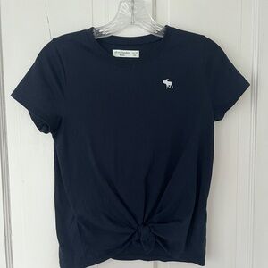 Abercrombie & Fitch Women's Navy Knot-Front Tee